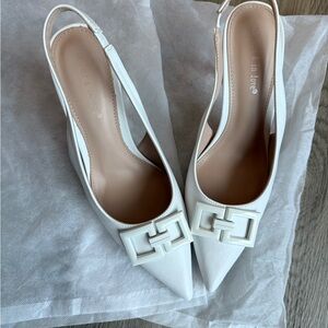 SHEIN White Slingback Heels with Buckle Detail